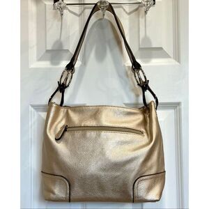 UNKNOWN BRAND - Gold Metallic Shoulder Bag in Faux Leather with Bold Hardware